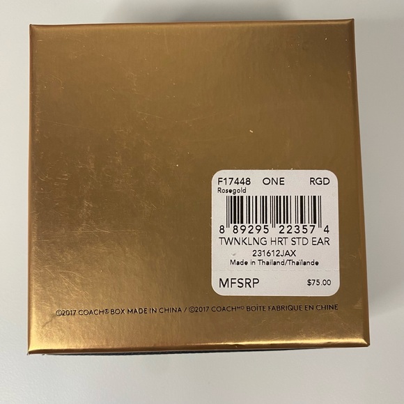 NWT Coach Twinkling Heart Rosegold Stud Earrings - Picture 8 of 8